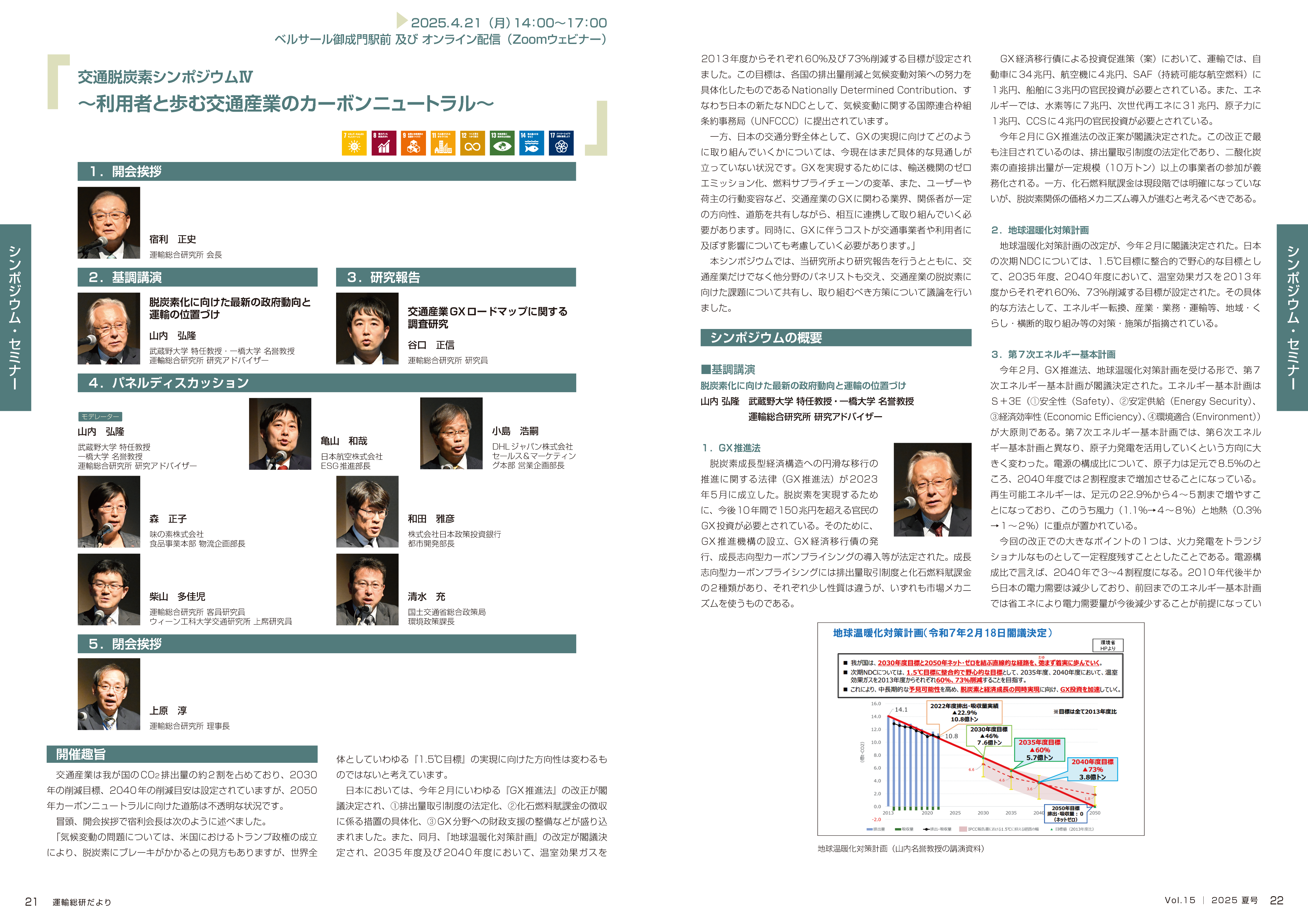 当日の概要（運輸総研だよりVol.15）